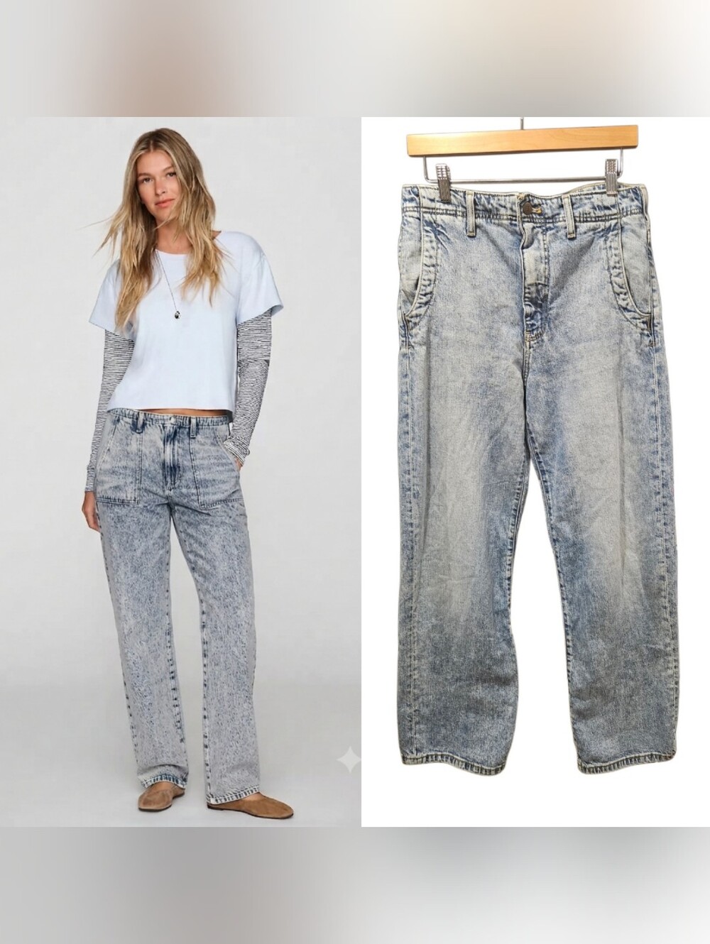 Pilcro Anthropologie High Rise Acid Wash Straight Leg Jeans Size 27 OB2006214